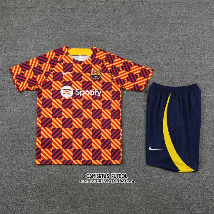 Chandal del Barcelona Manga Corta 2023/2024 Amarillo - Pantalon Corto